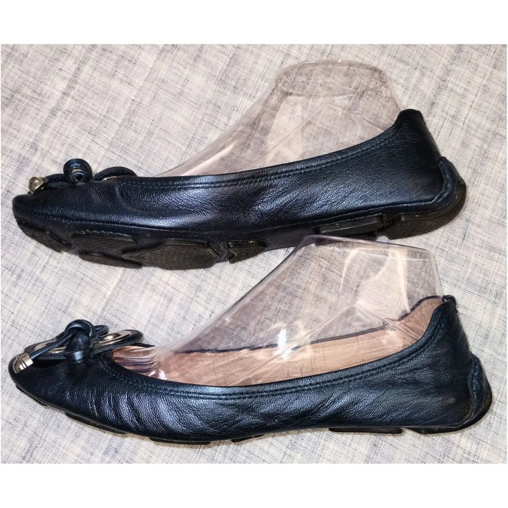 Women's Elie Tahari Leather Flats with Silver-Tone Accents (Size 38 - 7.5)